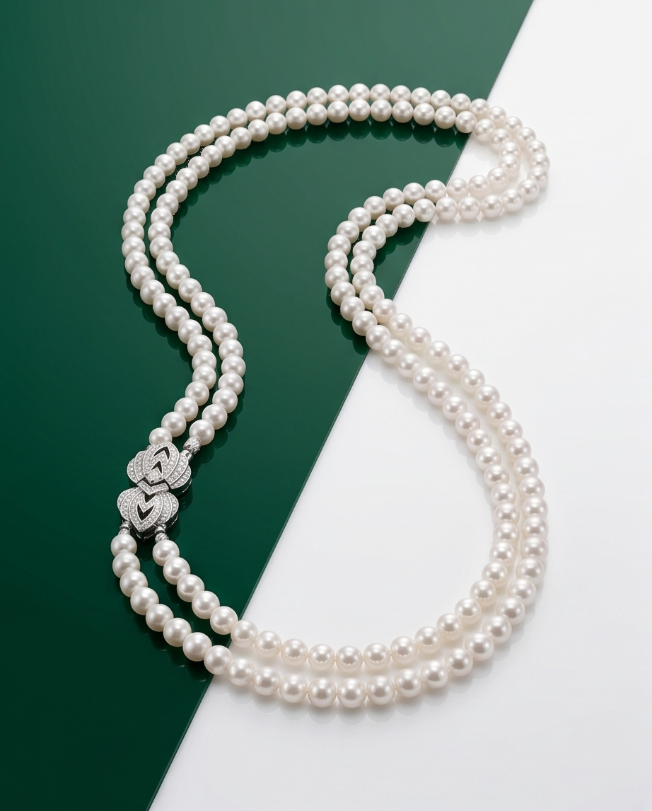 collier deux rangs de perles de culture blanches fermoir argent - vue 3
