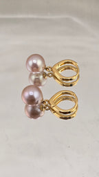 Boucles d’oreilles avec perles de culture rose