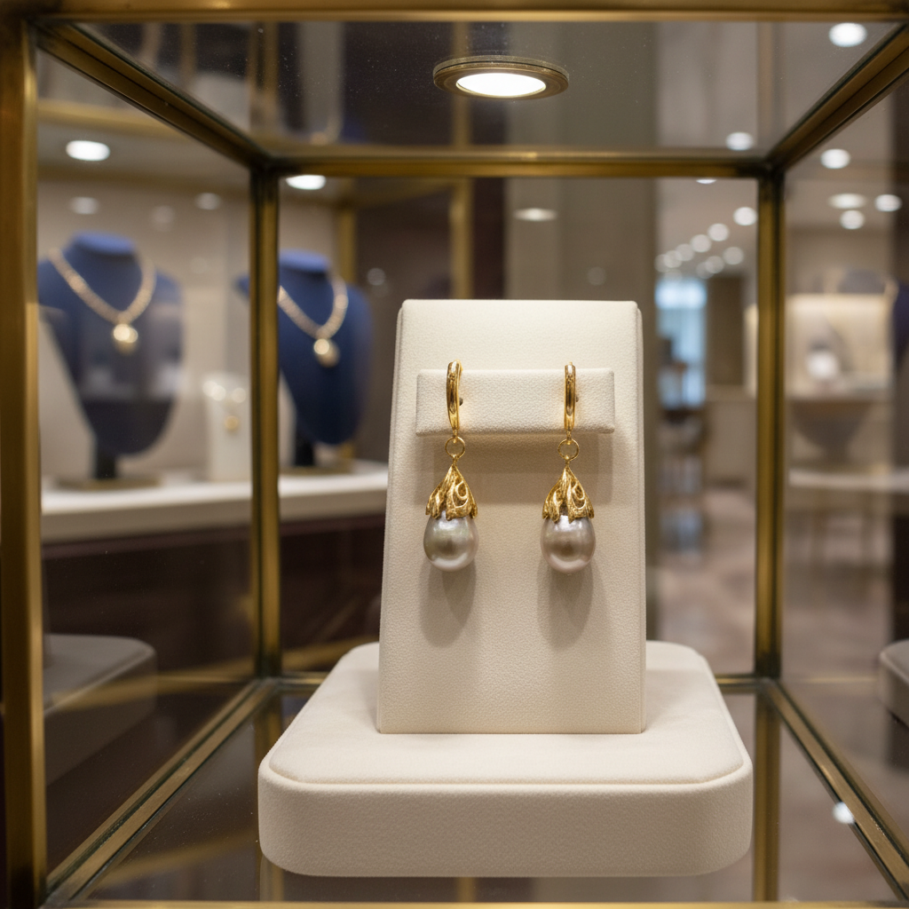 Boucles d'oreilles avec perles de culture baroque