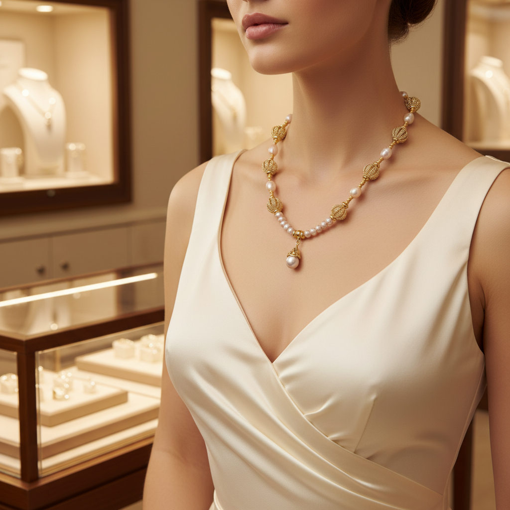 Collier en perles de culture rose