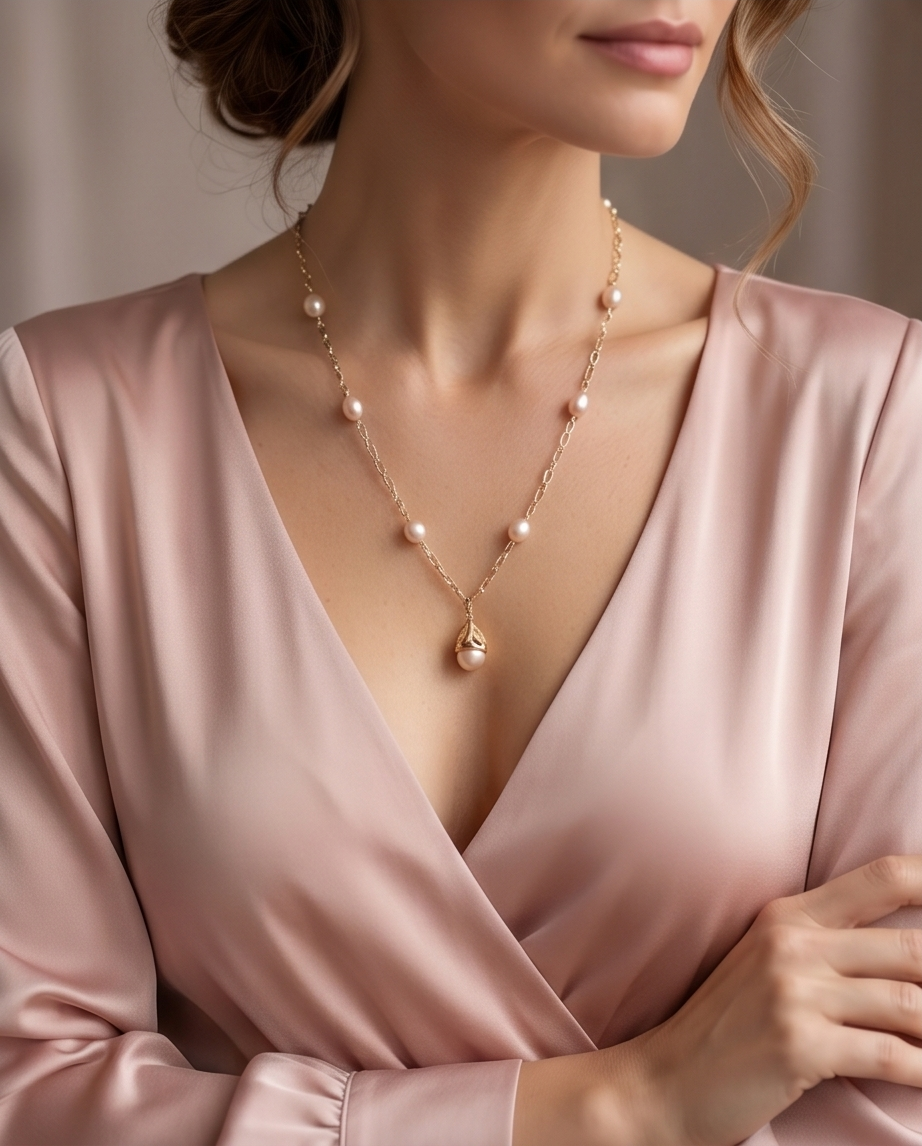 Mademoiselle - perles de culture saumon