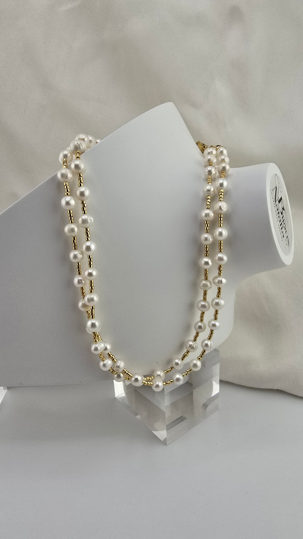 Collier deux rangs de perles de culture