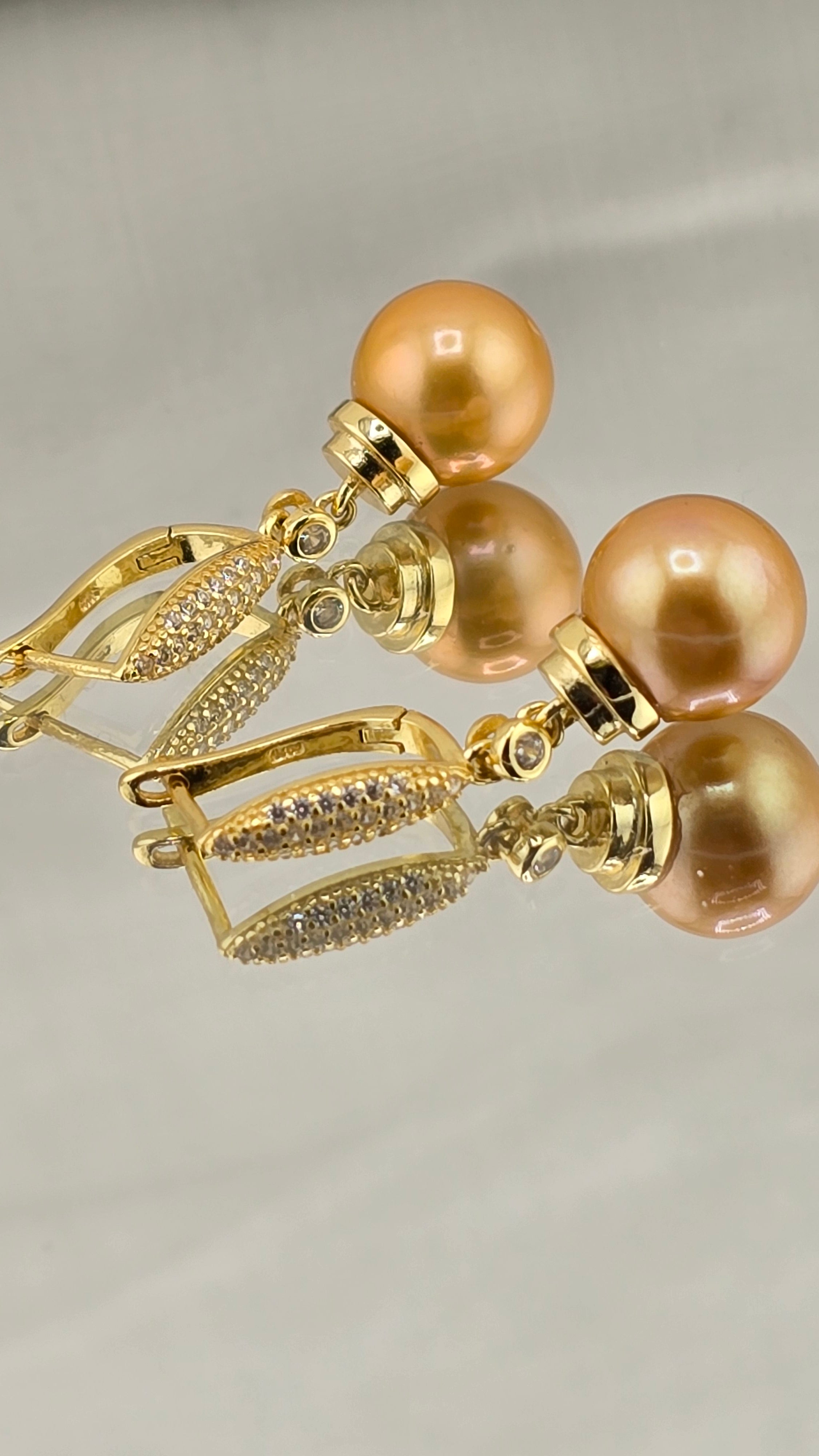 Boucles d oreilles avec perles de culture Édison couleur jaune or