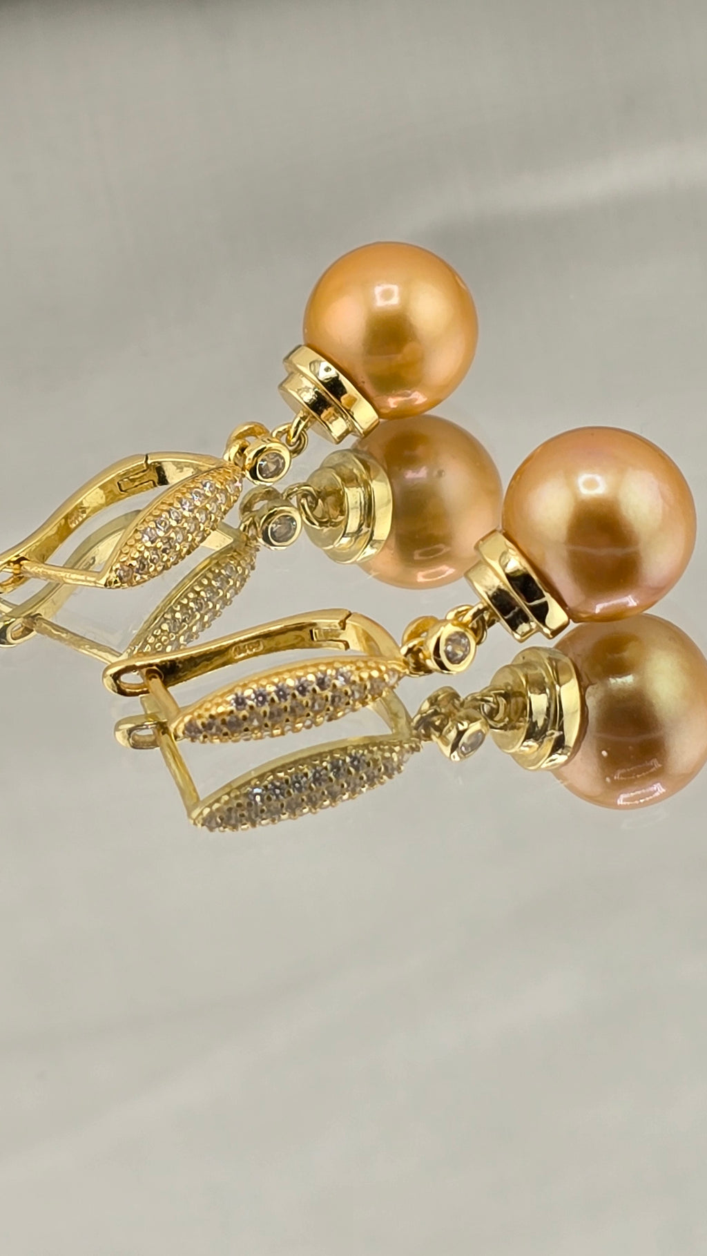 Boucles d oreilles avec perles Éditons couleur jaune or