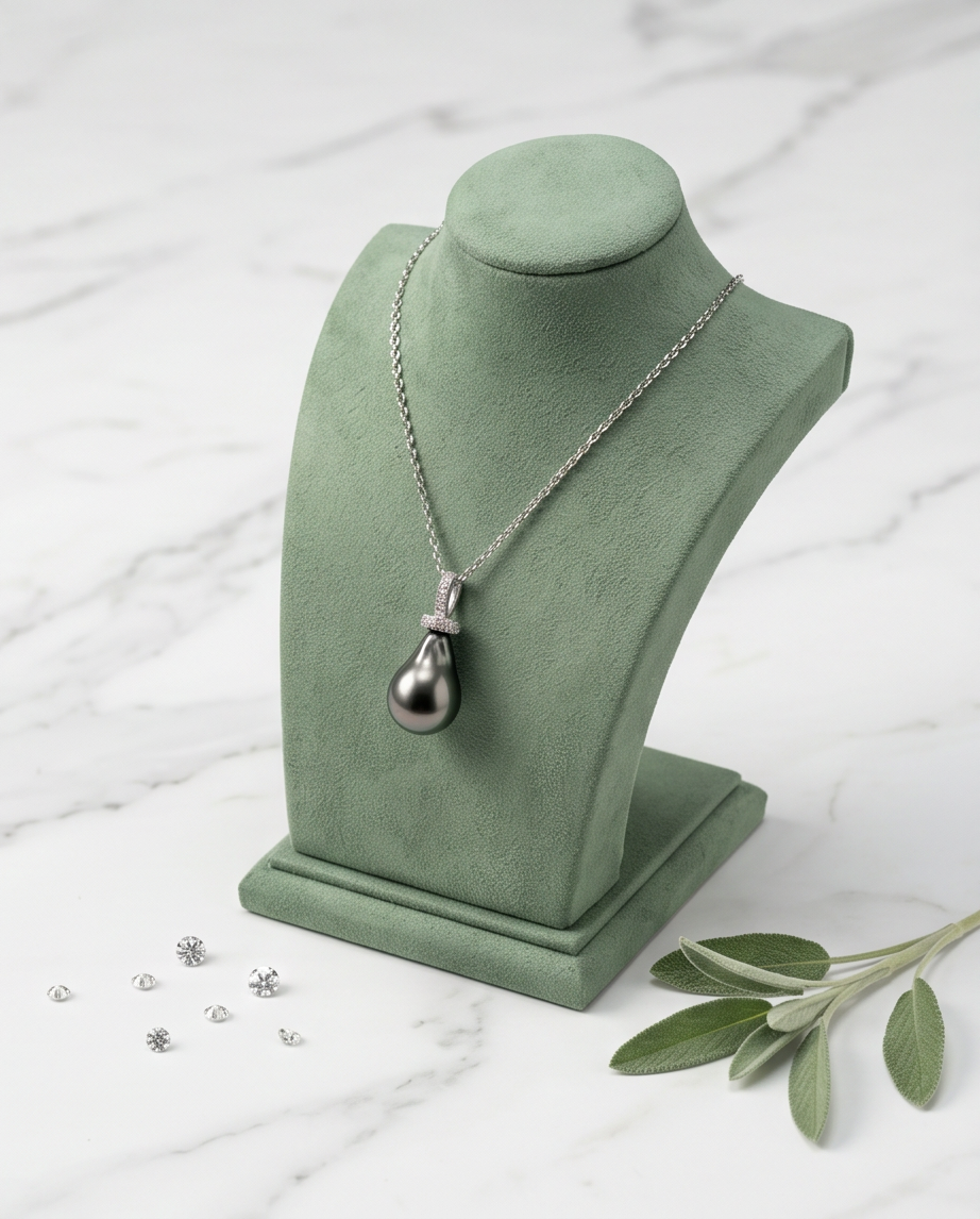 Larme du Lagon - chaine argent et perles de Tahiti