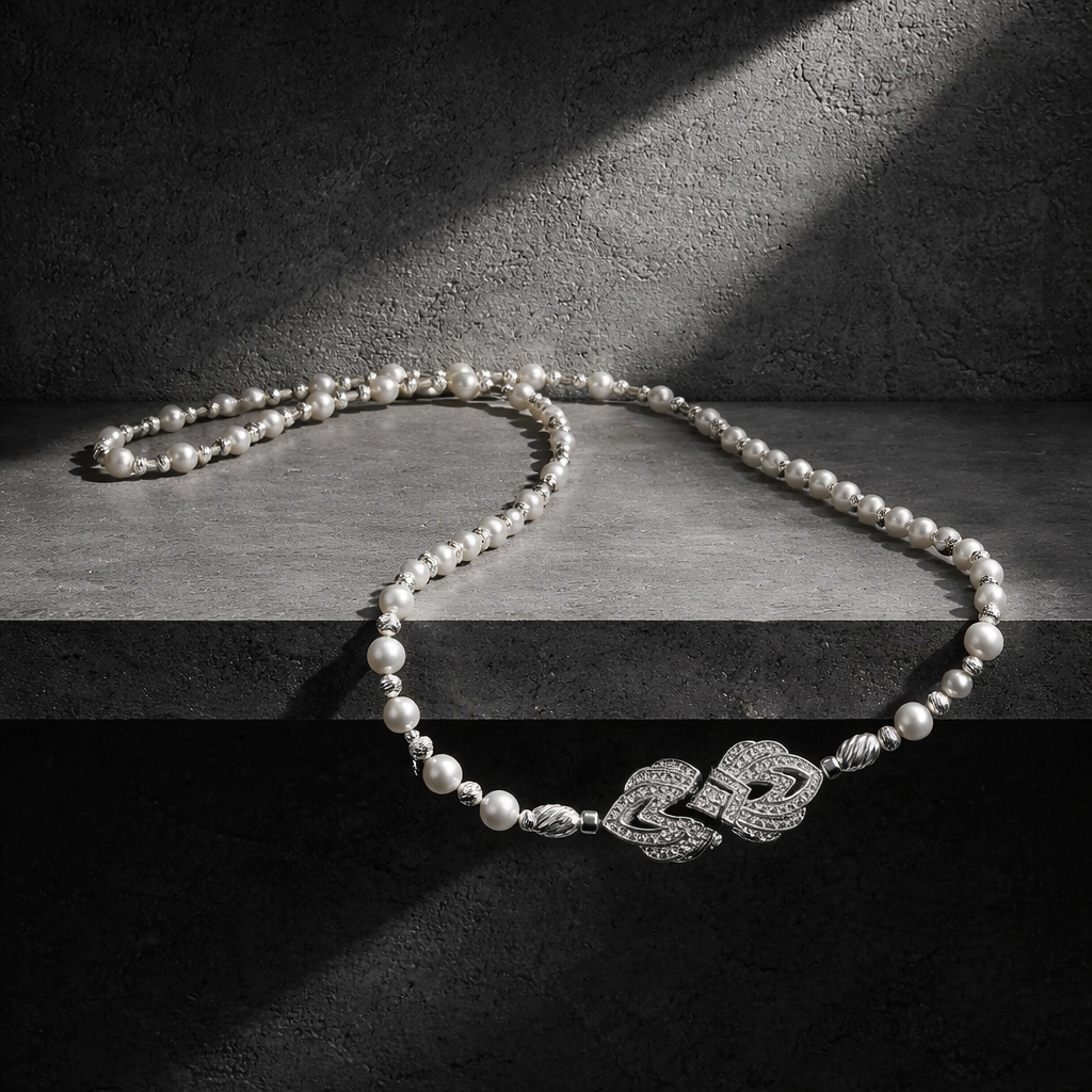 Éclat intime - Collier en perles de culture et diamants bruts