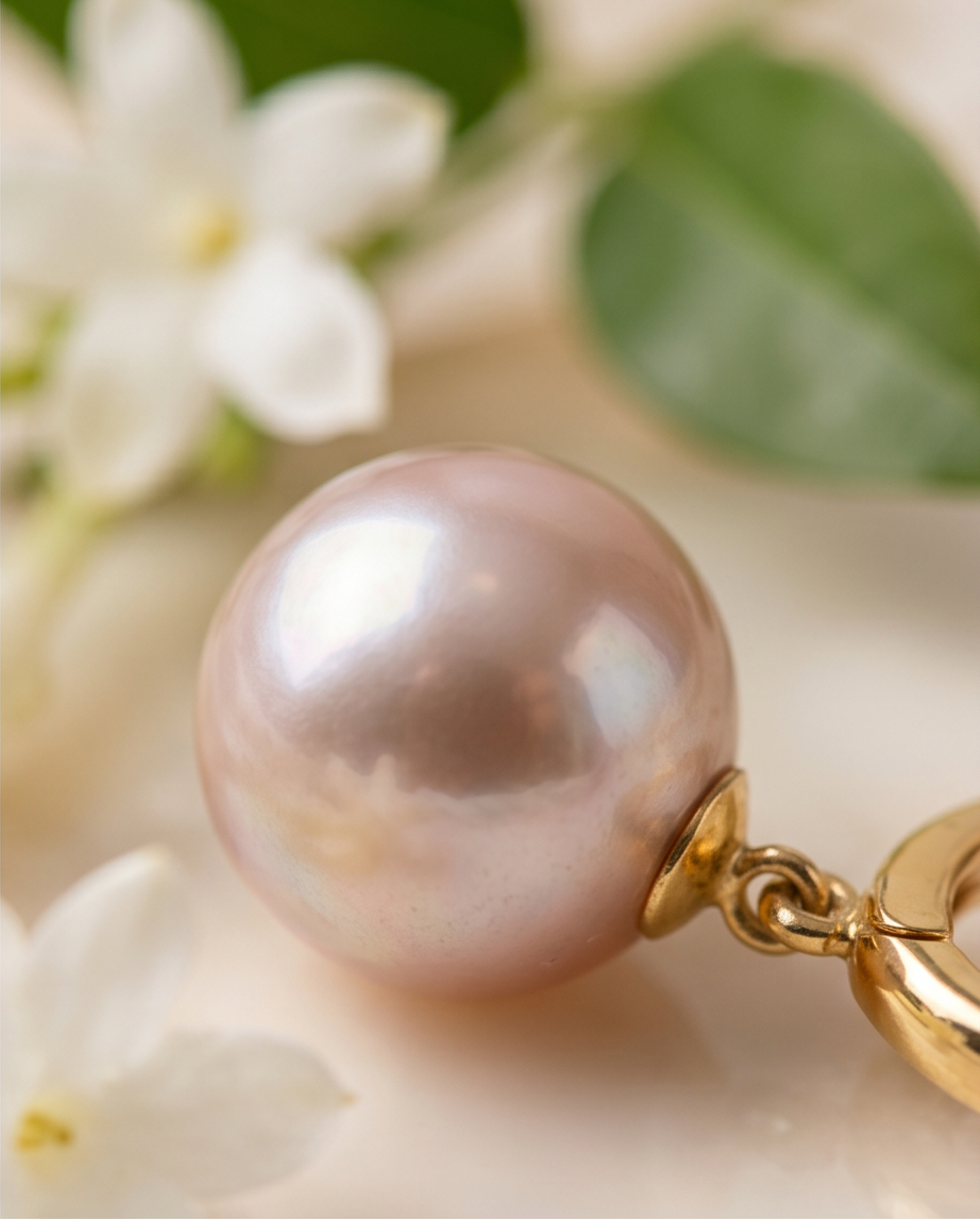 Boucles d’oreilles avec perles de culture rose