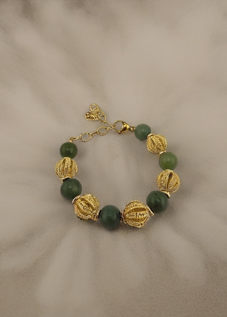 Bracelet en Agate et perles en plaqué or