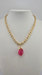 Collier avec pendentif en agate rose