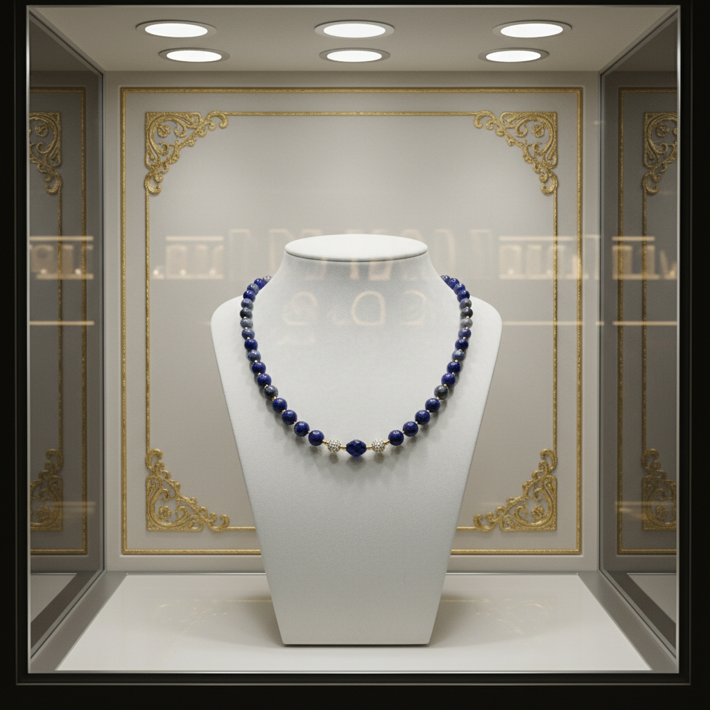 Collier en Lapis-Lazuli  et perles strass