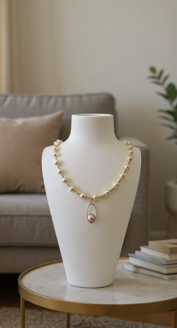 Collier en perles de culture poudrée