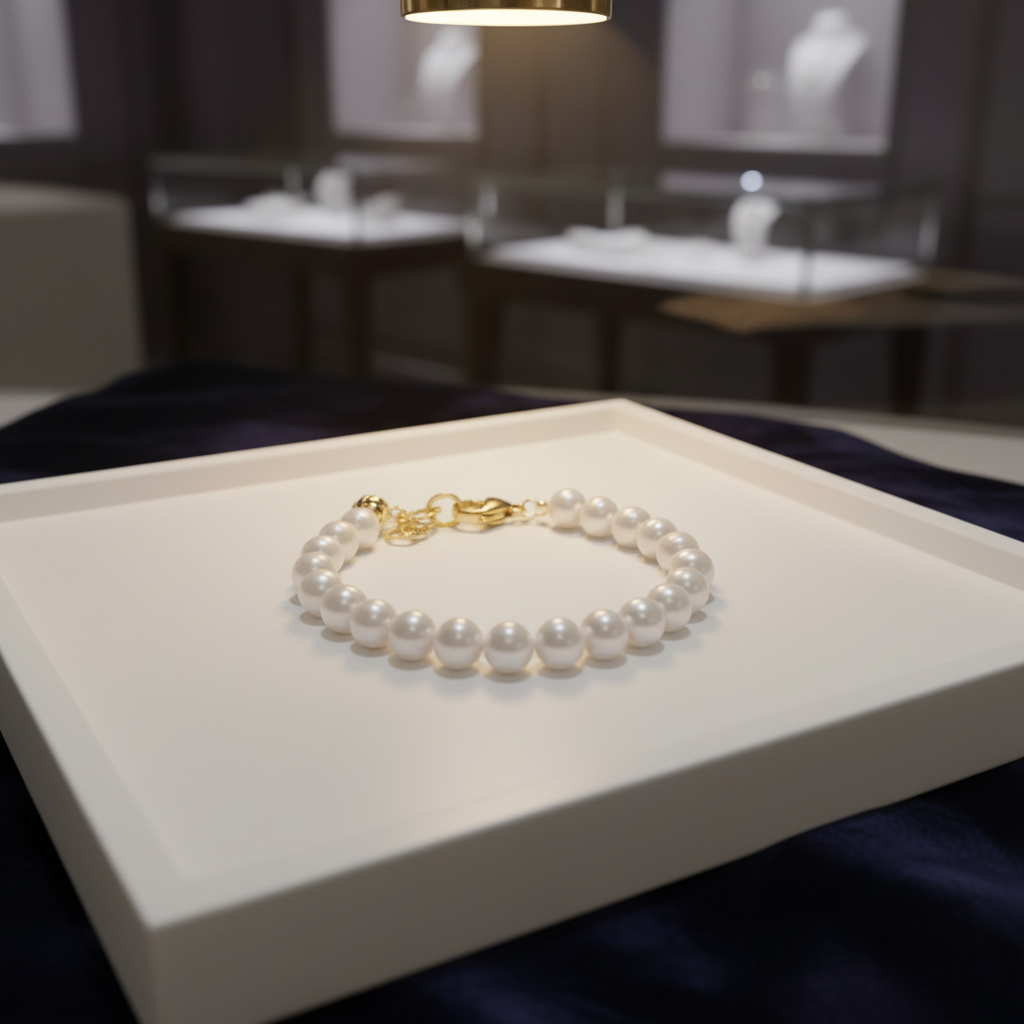 Bracelet en perles de culture blanche