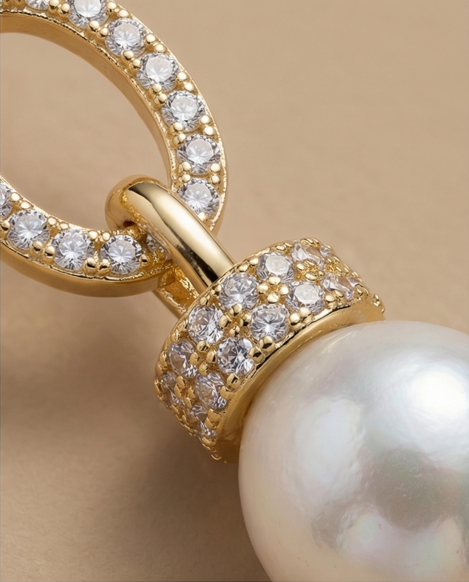 Boucles d oreilles en plaqué or 18K et strass