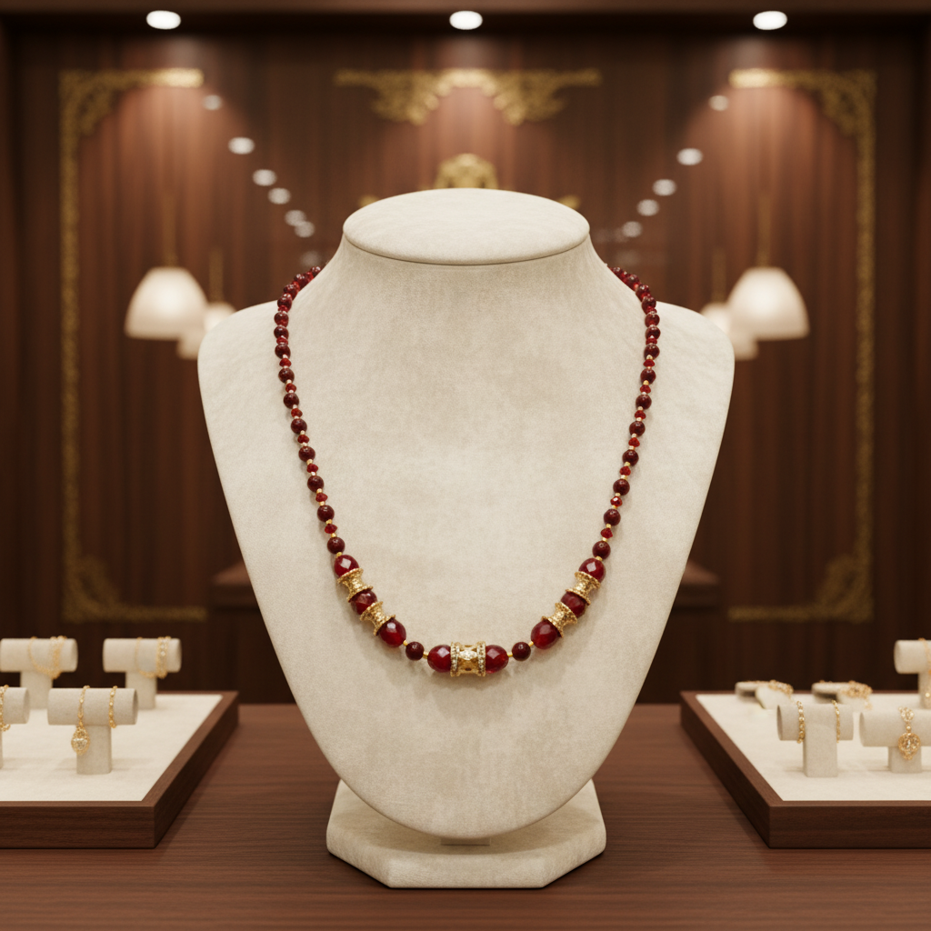 Collier rouge profond en cristal