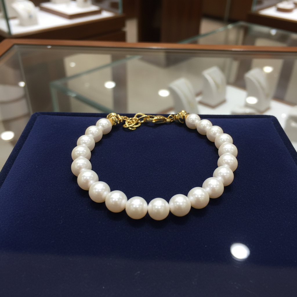 Bracelet en perles de culture blanche