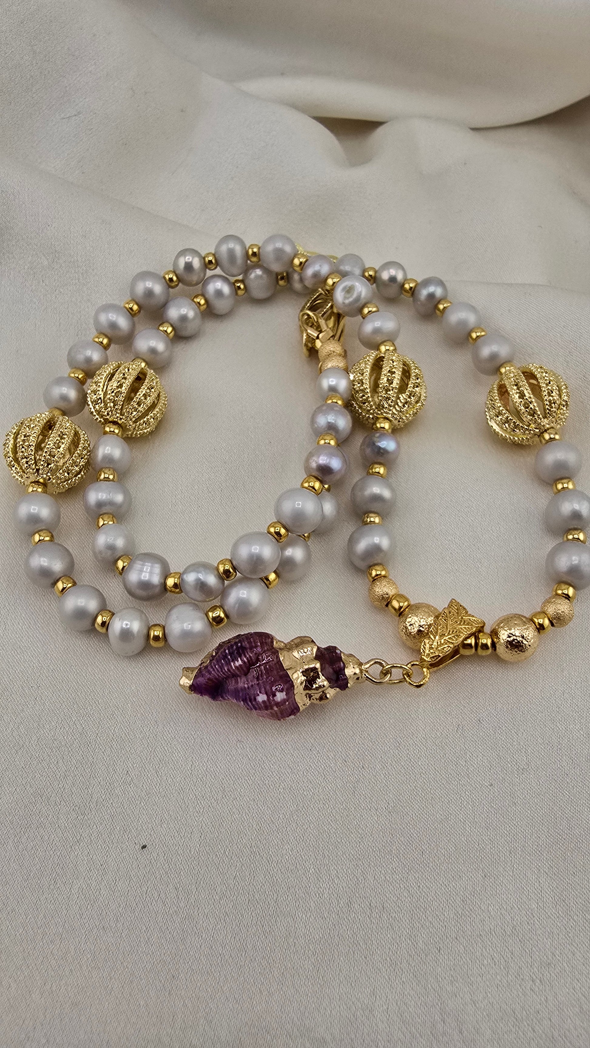Collier en Perles de culture grises