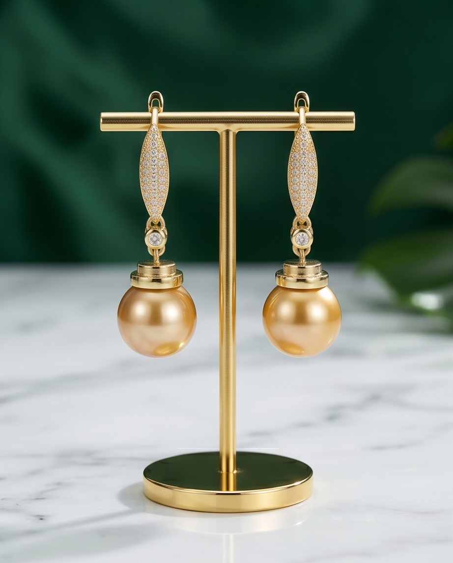 Boucles d oreilles avec perles de culture Édison couleur jaune or