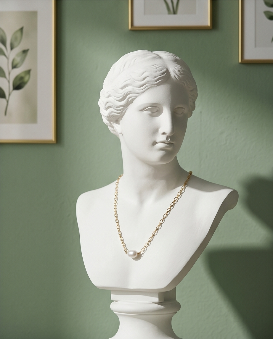 collier chaîne or orné d'une perle de culture blanche