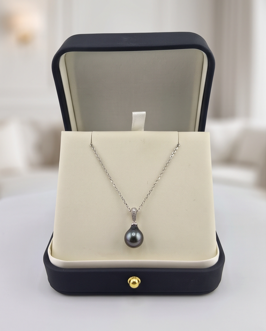 Collier argent 925 et perle de Tahiti - Larme du Lagon