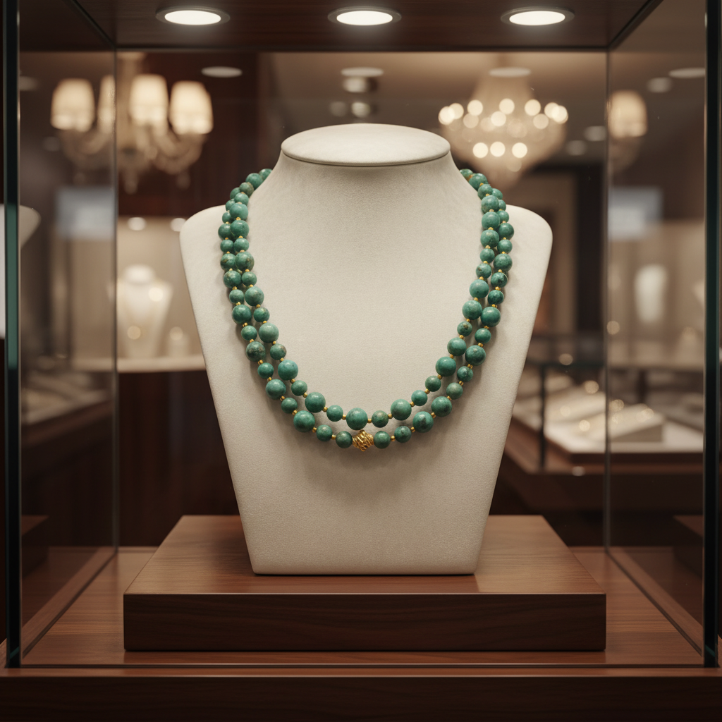 Collier en perles de turquoise africaine et vermeil