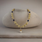 Collier avec pendentif en vermeil et perle de culture blanche luisante