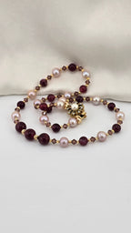 Collier éclat précieux en perles de culture et Rubis