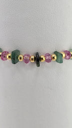 Bracelet en Topaze rose avec perles en vermeil rondes et lisses