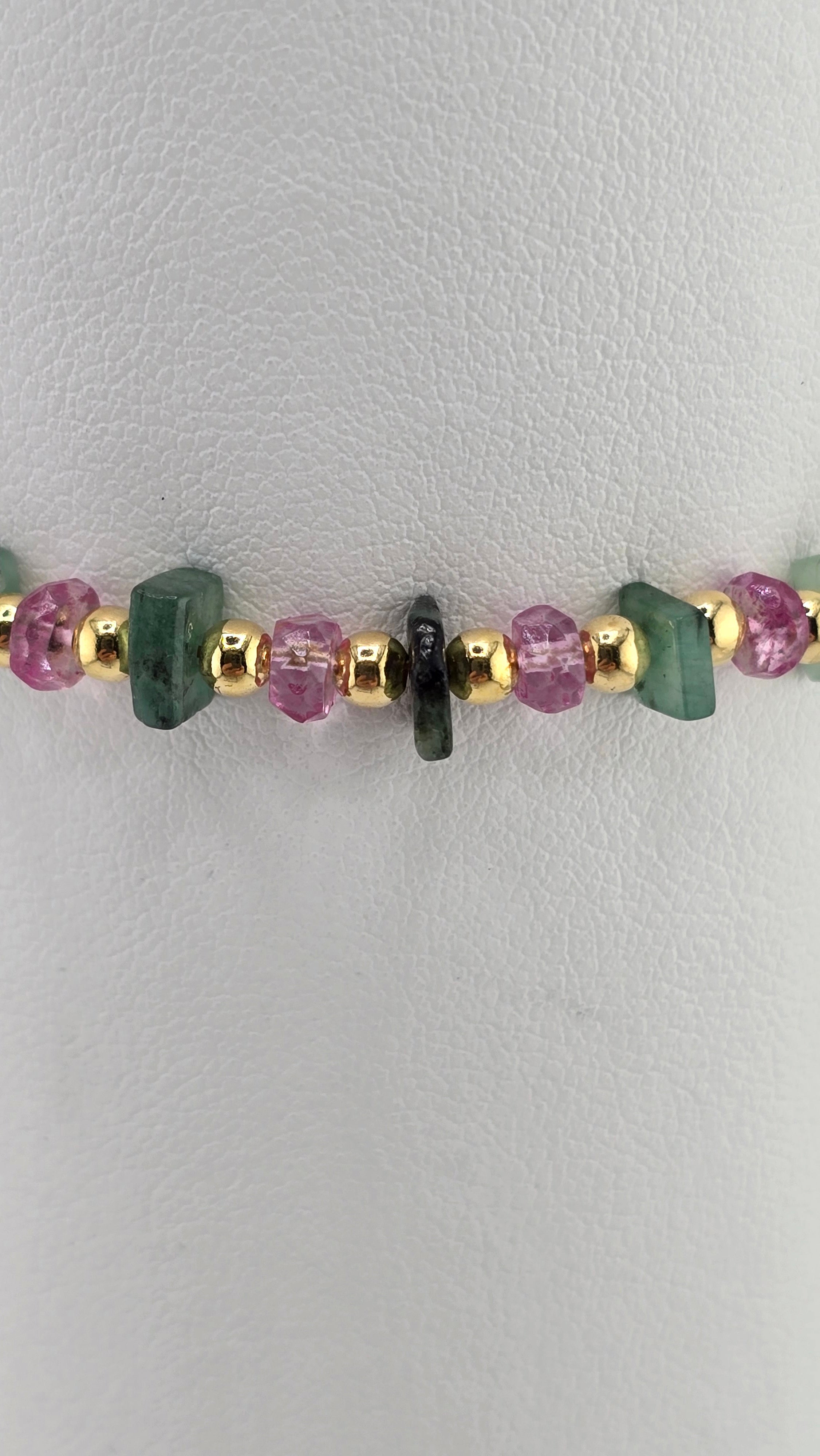 Bracelet en Topaze rose avec perles en vermeil rondes et lisses