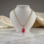 Collier avec pendentif en agate rose