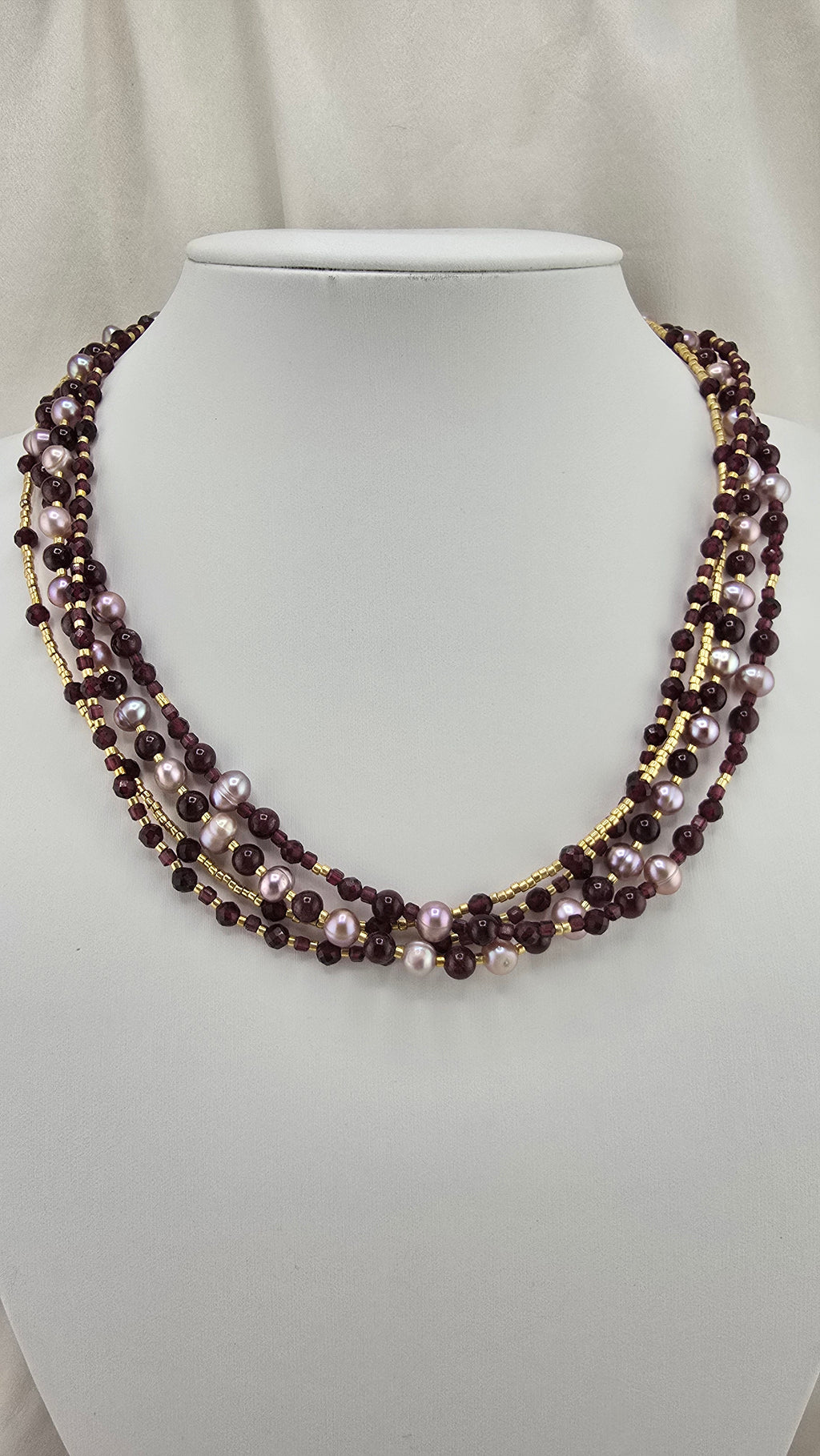 Collier 5 rangs avec perles de culture