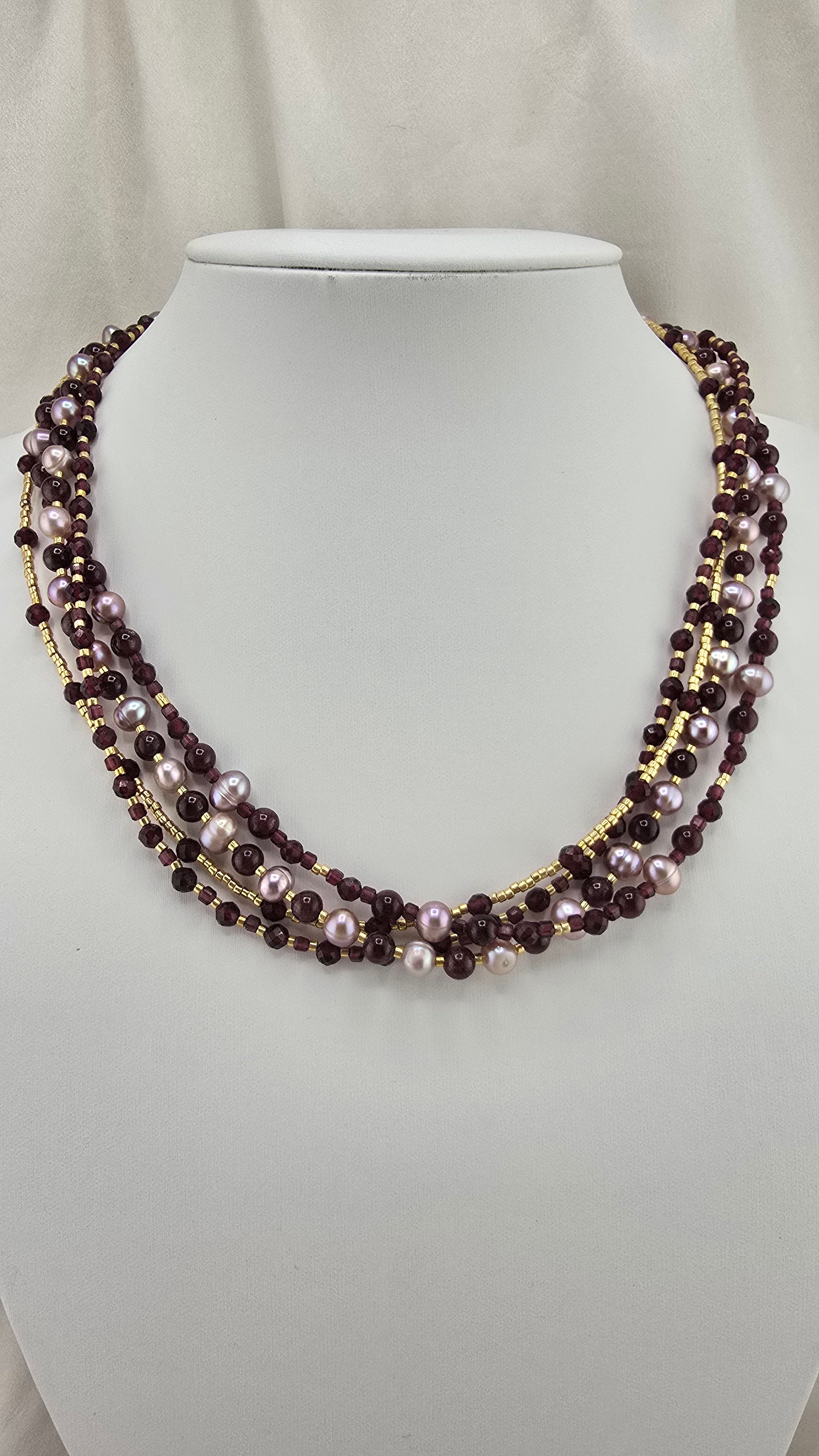 Collier 5 rangs avec perles de culture