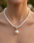 Collier  perles de culture et or  - Éclat libre