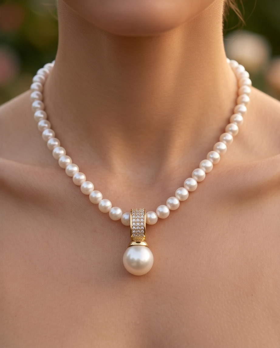 Collier  perles de culture et or  - Éclat libre