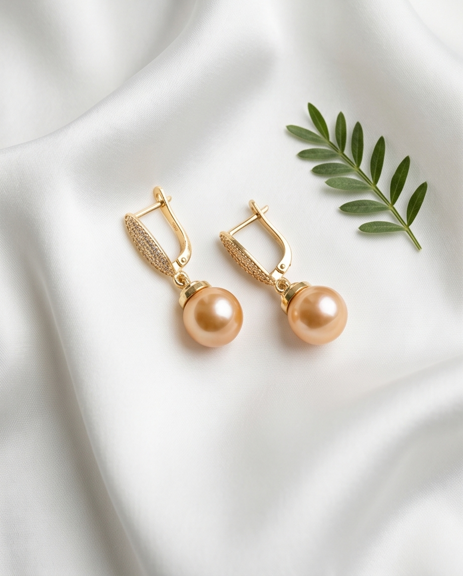 Boucles d oreilles avec perles de culture Édison couleur jaune or