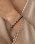 Bracelet en perles de culture bleu marine et vermeil