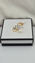 Boucles d oreilles en perles de culture olive et Vermeil (argent recouvert d'or 24k)