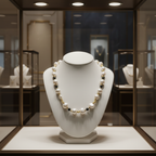 Collier en perles de culture baroque et onyx