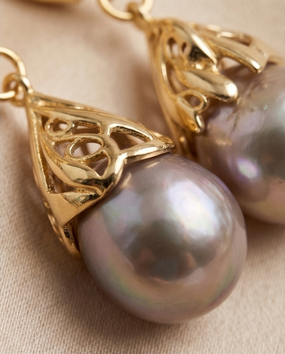 Boucles d'oreilles avec perles de culture baroque