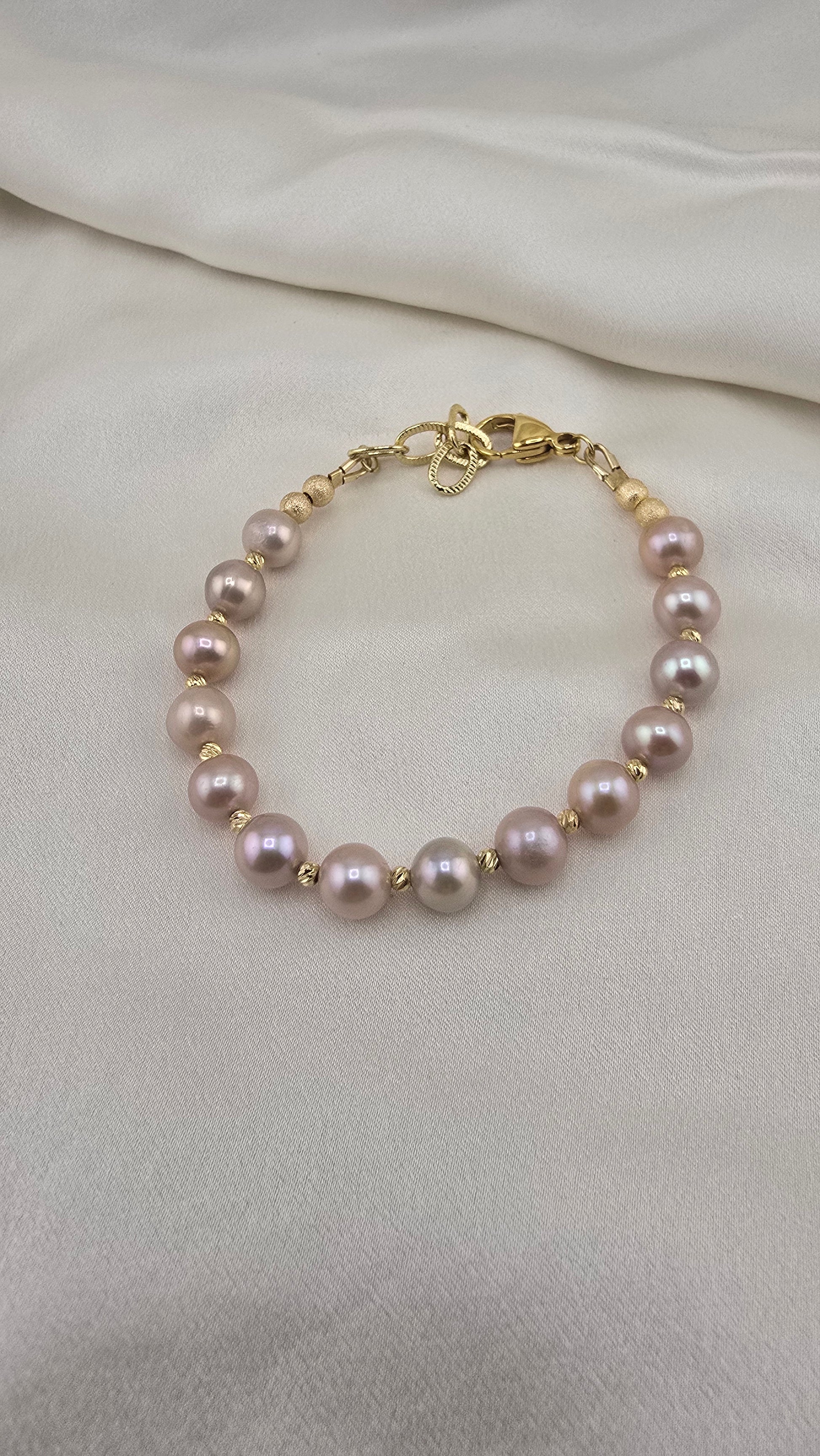 Bracelet en perles de culture rose