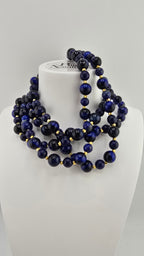 Collier double rangs en Lapis-lazuli et plaqué or