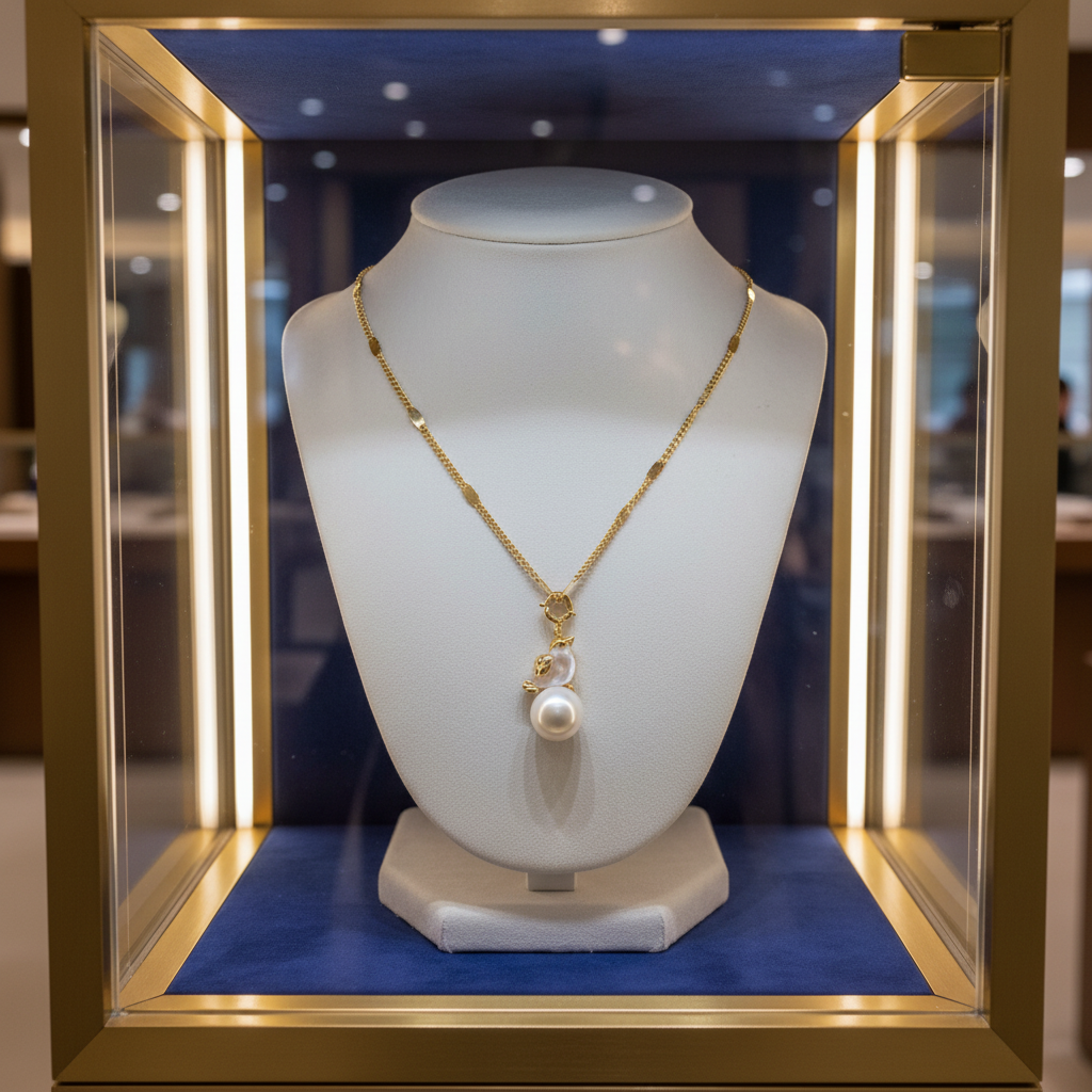 Perle de culture blanche et oiseau en nacre