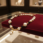 Collier en perles de culture baroque et onyx