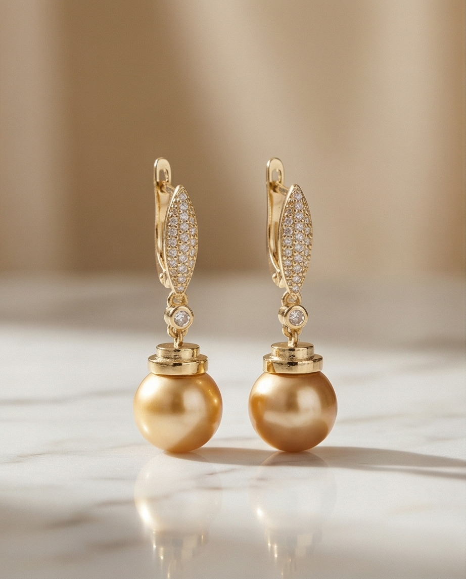 Boucles d oreilles avec perles de culture Édison couleur jaune or