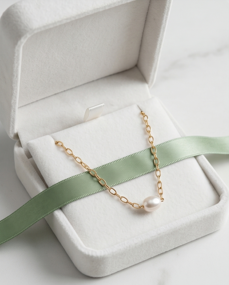 collier chaîne or orné d'une perle de culture blanche - vue 3