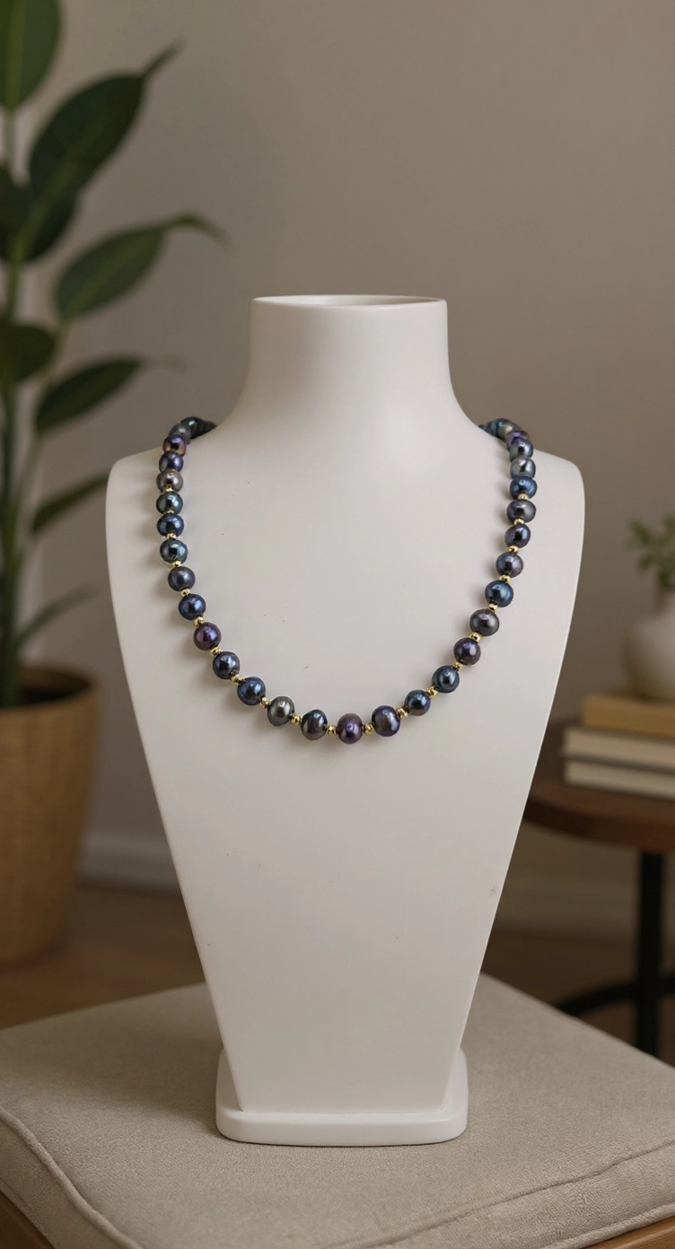 Collier en perles de culture reflets irisés