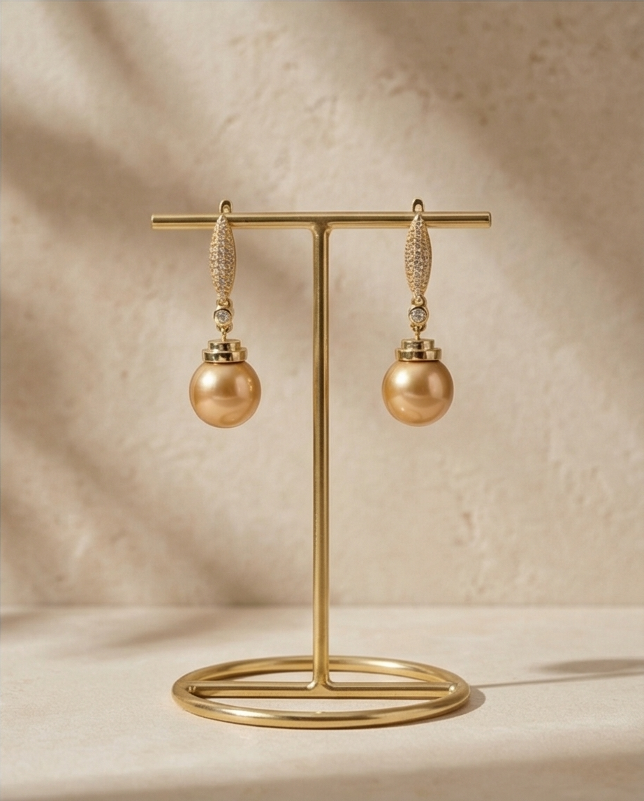 Boucles d oreilles avec perles de culture Édison couleur jaune or