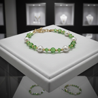 Bracelet en perles de culture cristaux verts