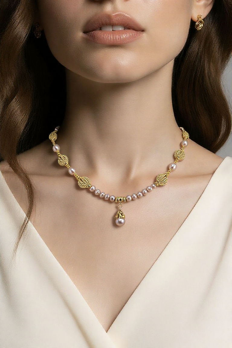 Collier en perles de culture rose