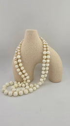 Collier double rangs en nacre luisante