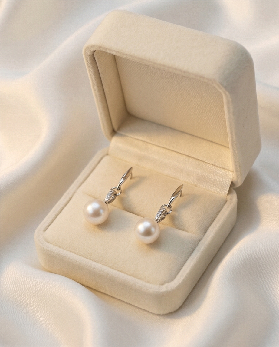 Boucles d’oreilles en strass et perles de culture